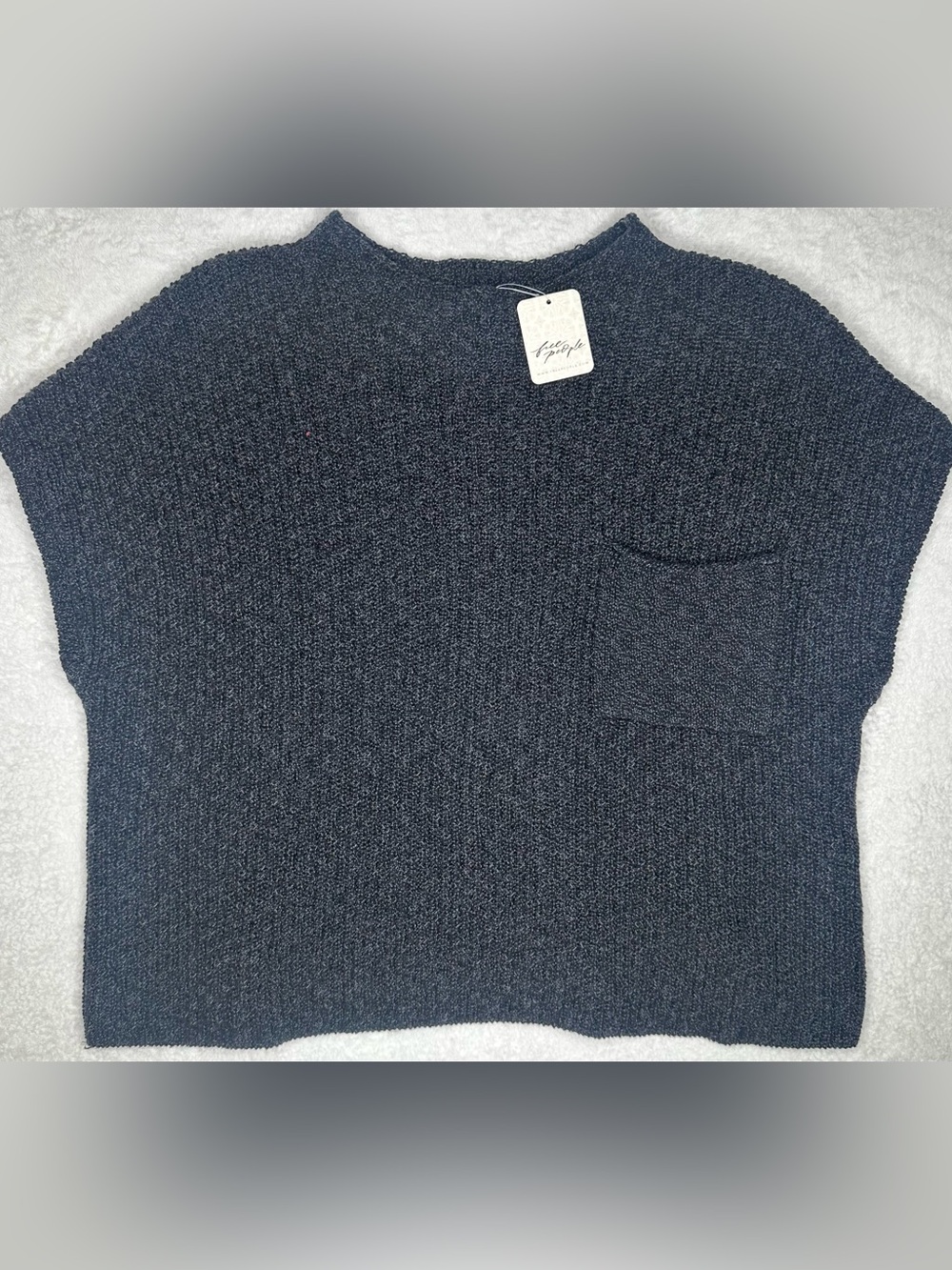 NWT Free People FP Beach Freya Sweater Size L Black Charcoal Combo Knit